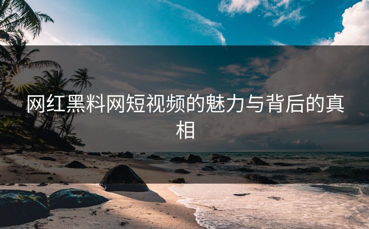 网红黑料网短视频的魅力与背后的真相