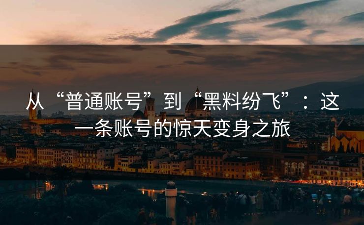 从“普通账号”到“黑料纷飞”：这一条账号的惊天变身之旅