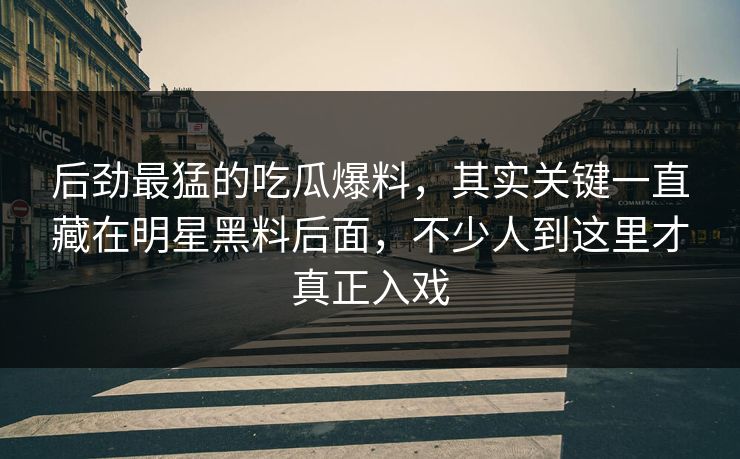 后劲最猛的吃瓜爆料，其实关键一直藏在明星黑料后面，不少人到这里才真正入戏
