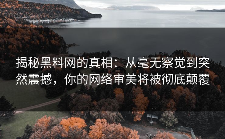 揭秘黑料网的真相：从毫无察觉到突然震撼，你的网络审美将被彻底颠覆