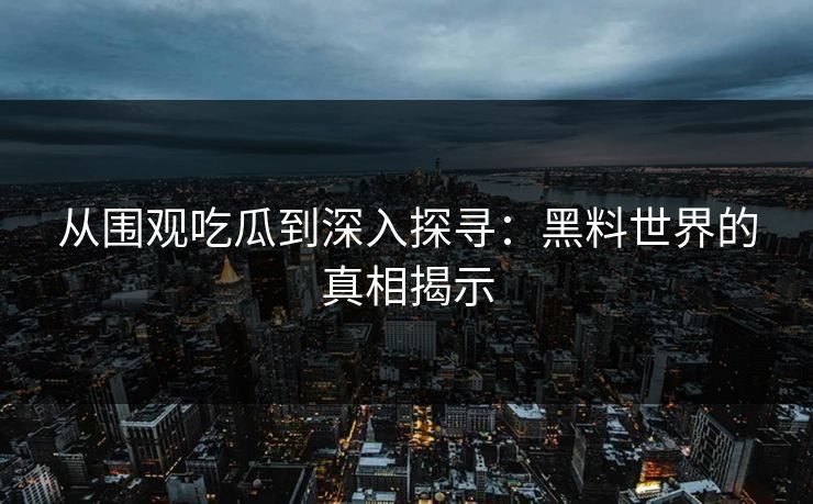 从围观吃瓜到深入探寻：黑料世界的真相揭示